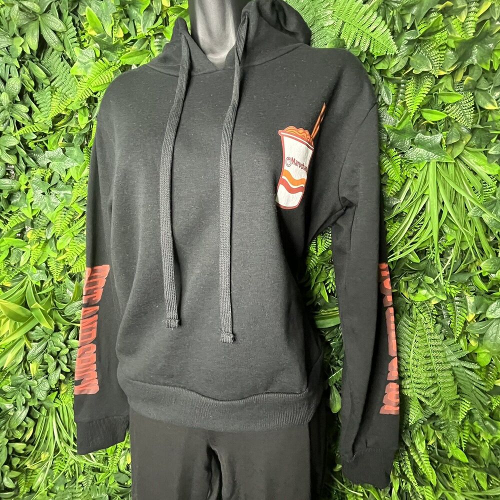 Women Jacket Pullover Small Black Graphic Print Hoodie Maruchan Cup Noodle 0303 - Picture 4 of 12